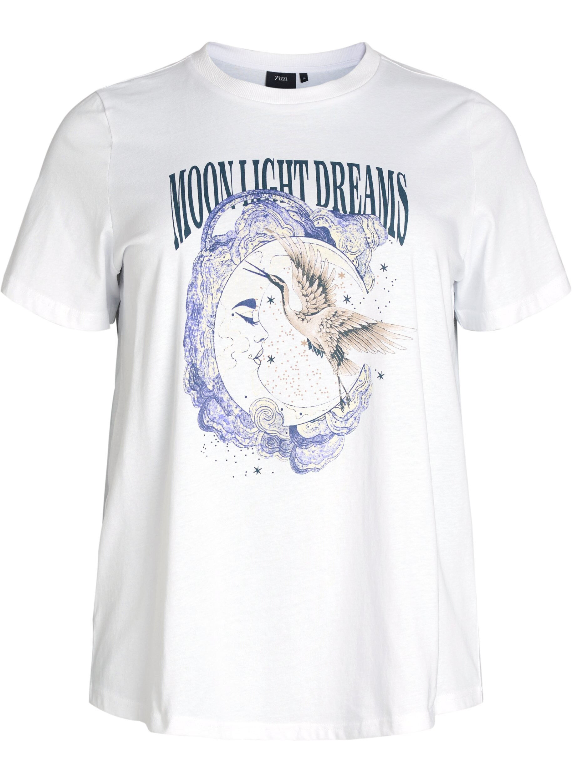 Zizzifashion Cotton T-shirt with front print, White, Packshot image number 0