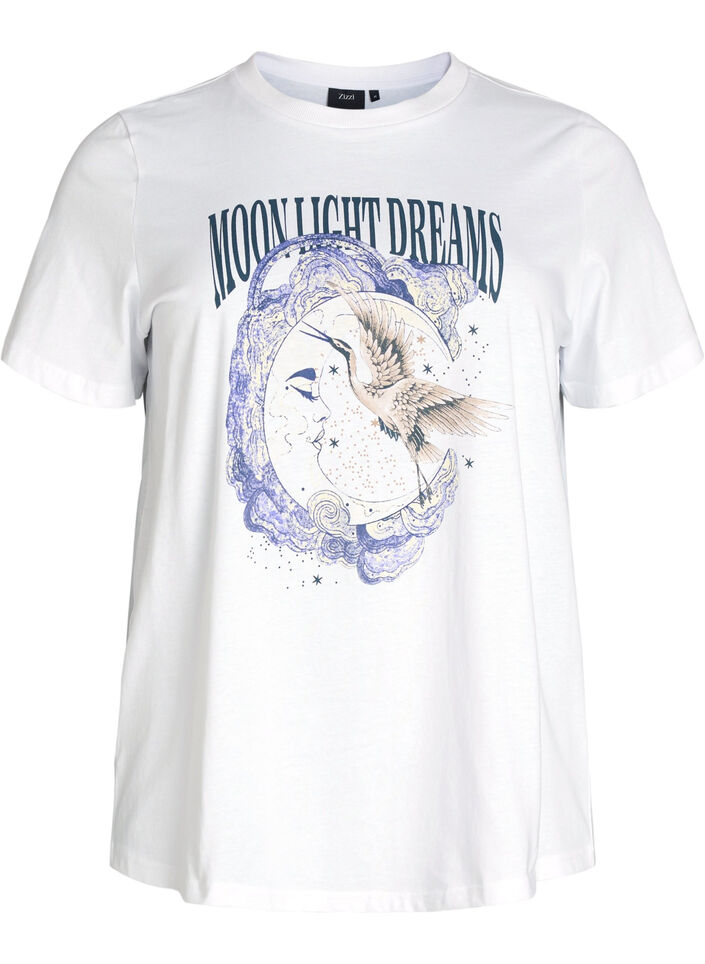 Cotton T-shirt with front print, White, Packshot image number 0