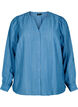Striped shirt blouse with sheer stripes, Blue, Packshot image number 0