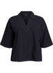 Loose blouse with collar and 1/2 sleeves, Black, Packshot image number 0