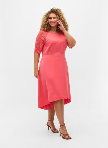 Midi dress with short lace sleeves, Dubarry, Model image number 2