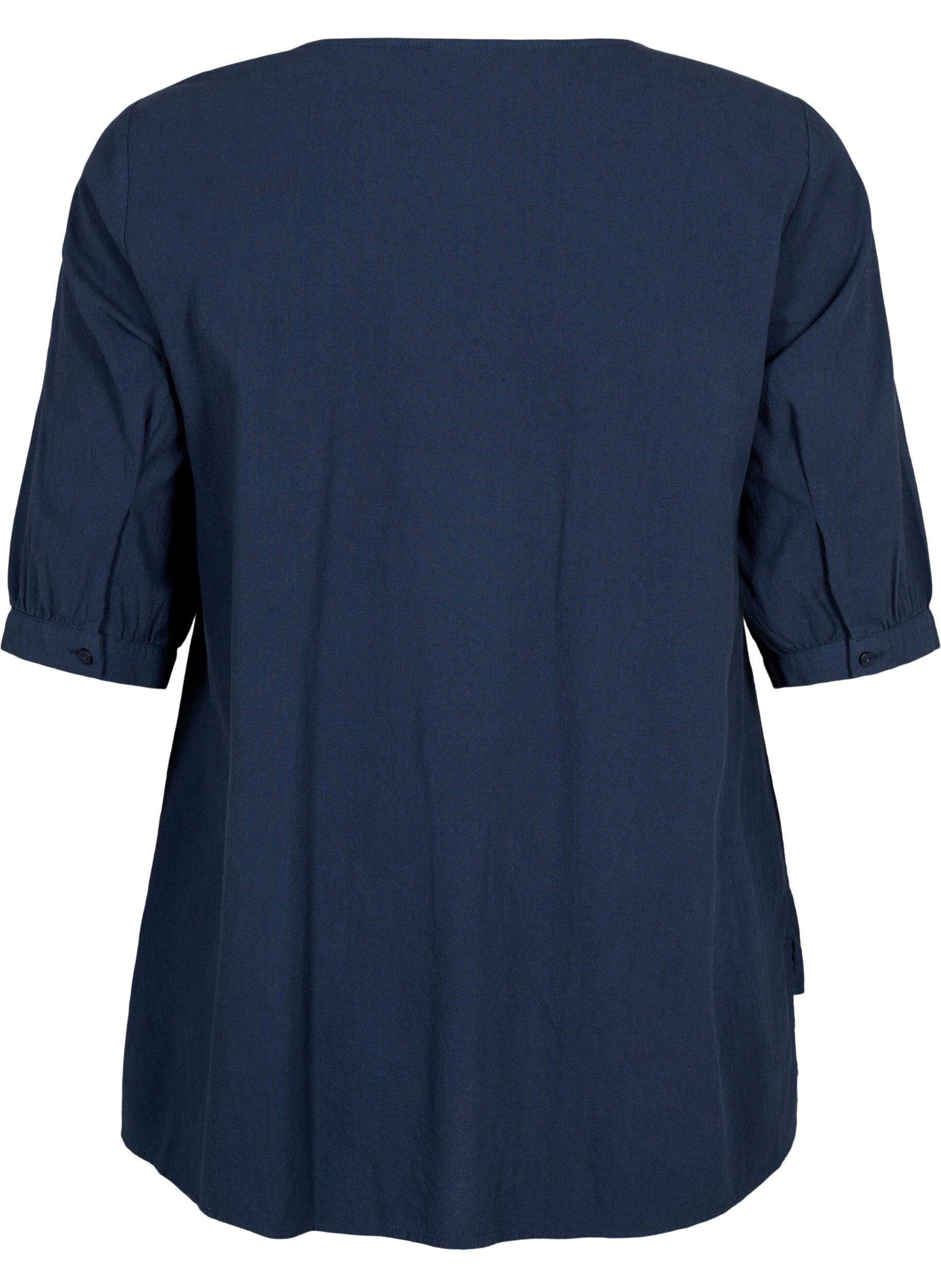 Zizzifashion FLASH - Cotton blouse with half-length sleeves, Navy Blazer, Packshot image number 1