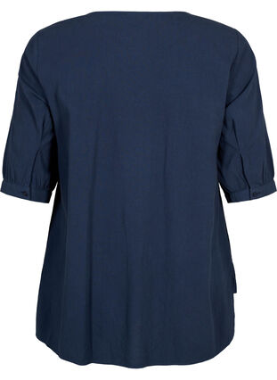 FLASH - Cotton blouse with half-length sleeves, Navy Blazer, Packshot image number 1