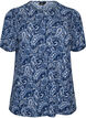 Patterned blouse with short sleeves, Blue, Packshot image number 0