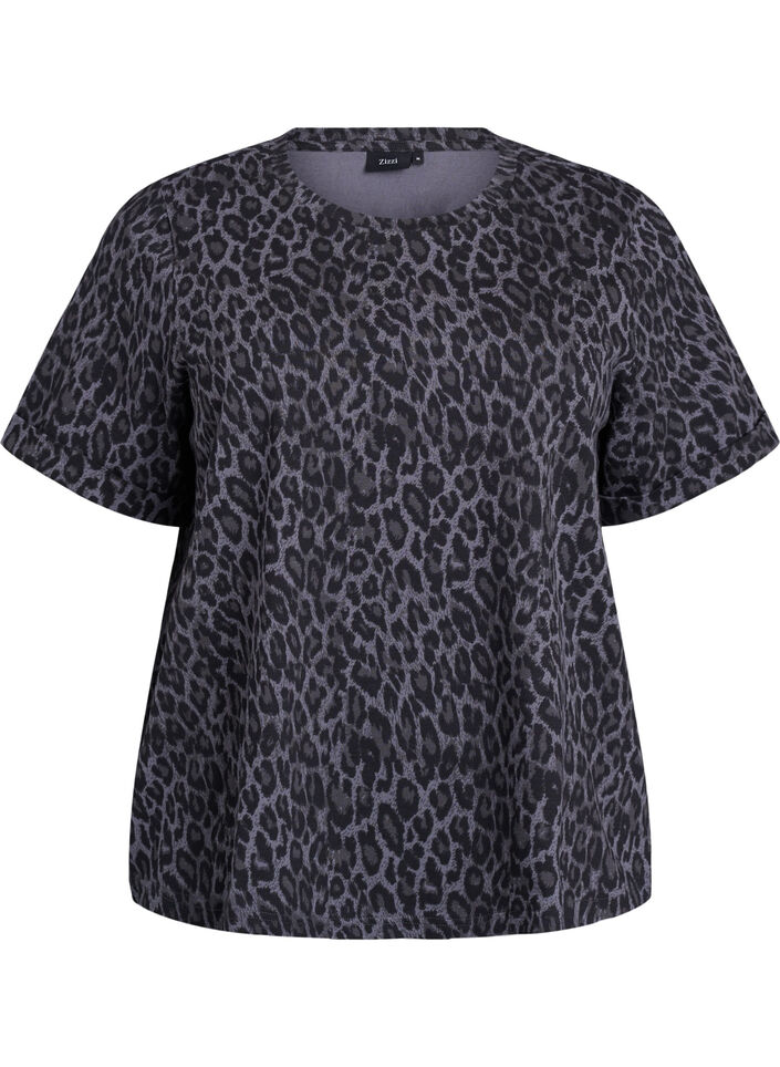 T-shirt with round neck and all-over print, Grey, Packshot image number 0