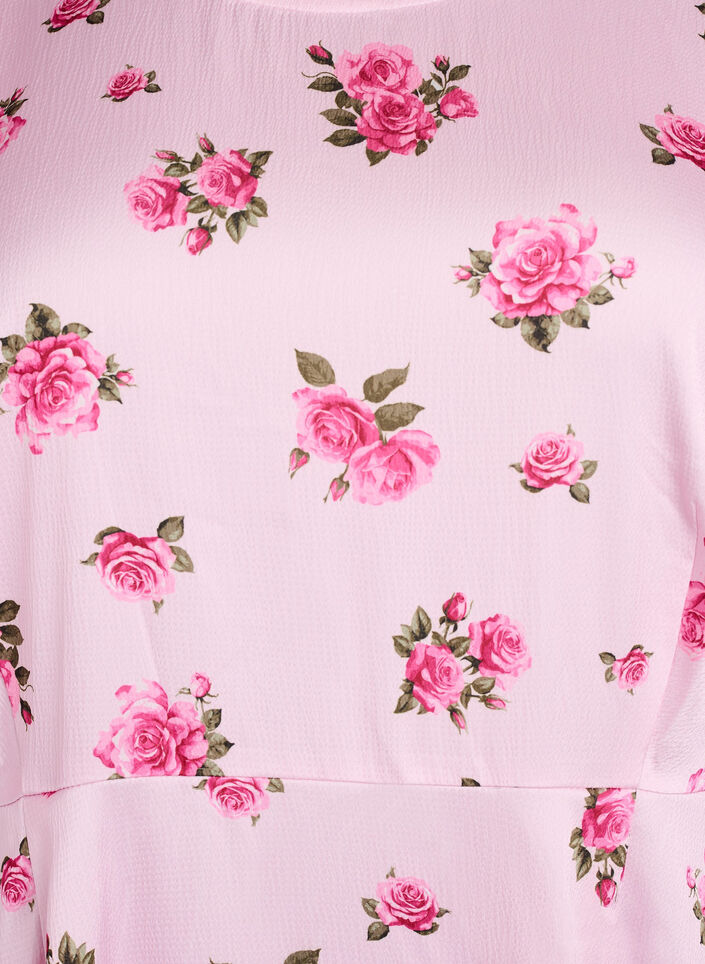 Floral midi dress with puff sleeves, Pink, Packshot image number 2