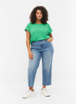 Short sleeved cotton blend t-shirt, Kelly Green, Model image number 2