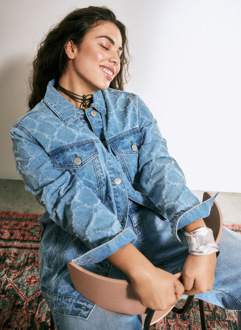 Denim jacket with destroy pattern, Blue denim, Image image number 0