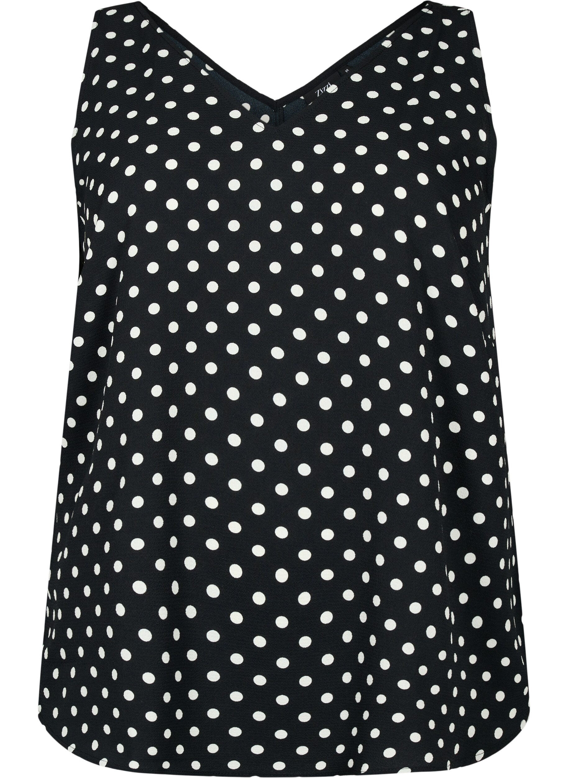 Zizzifashion Printed top with v-neck , Black Dot, Packshot image number 0