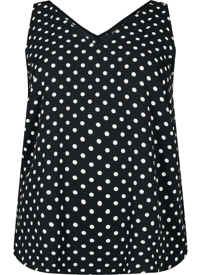 Printed top with v-neck , Black Dot, Packshot image number 0