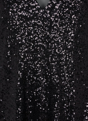 A-line sequin dress with long sleeves - Black - Sz. 40-64 - Zizzifashion A-line sequin dress with long sleeves - Black - Sz. 40-64 - Zizzifashion