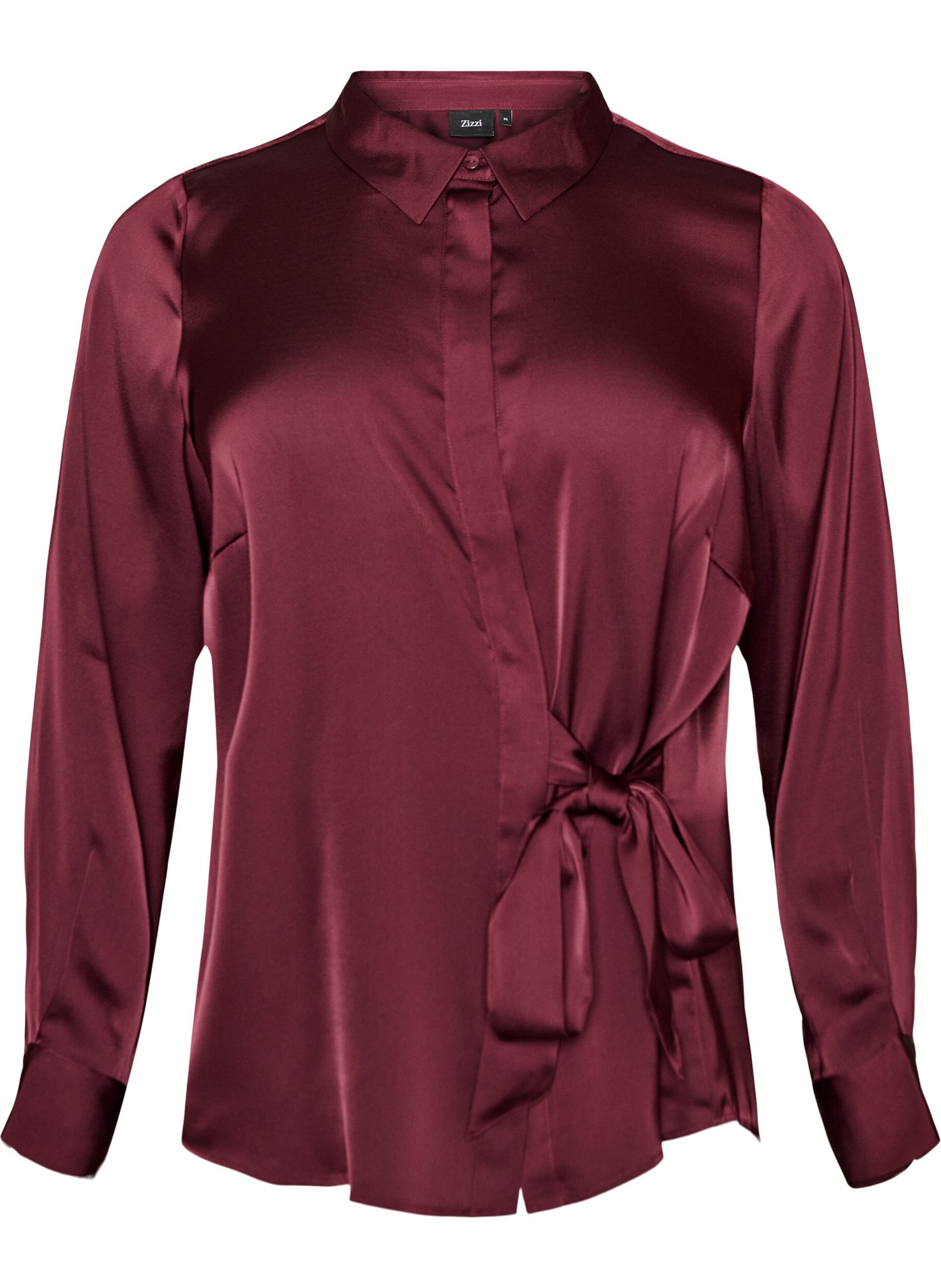 ZizzifashionShirt with a satin look and wrap effect, Red, Packshot image number 0