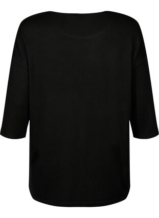 Blouse with 3/4 sleeves and lace detail, Black, Packshot image number 1