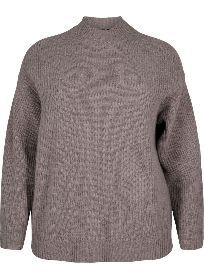 Loose knitted merino wool sweater, Desert Taupe Mel., Packshot image number 0