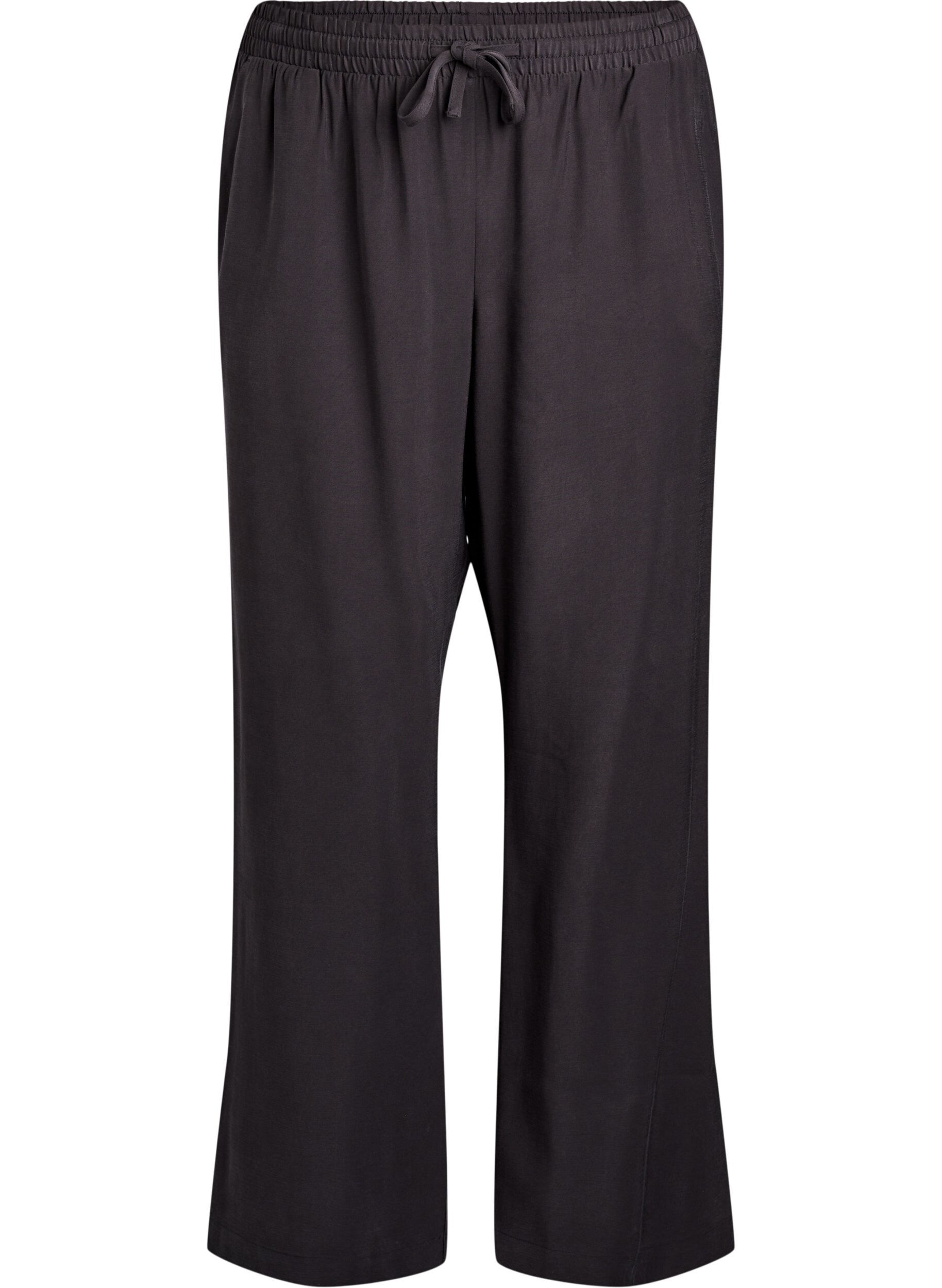 Zizzifashion FLASH - Viscose trousers with elasticated waistband, Dark Grey, Packshot image number 0