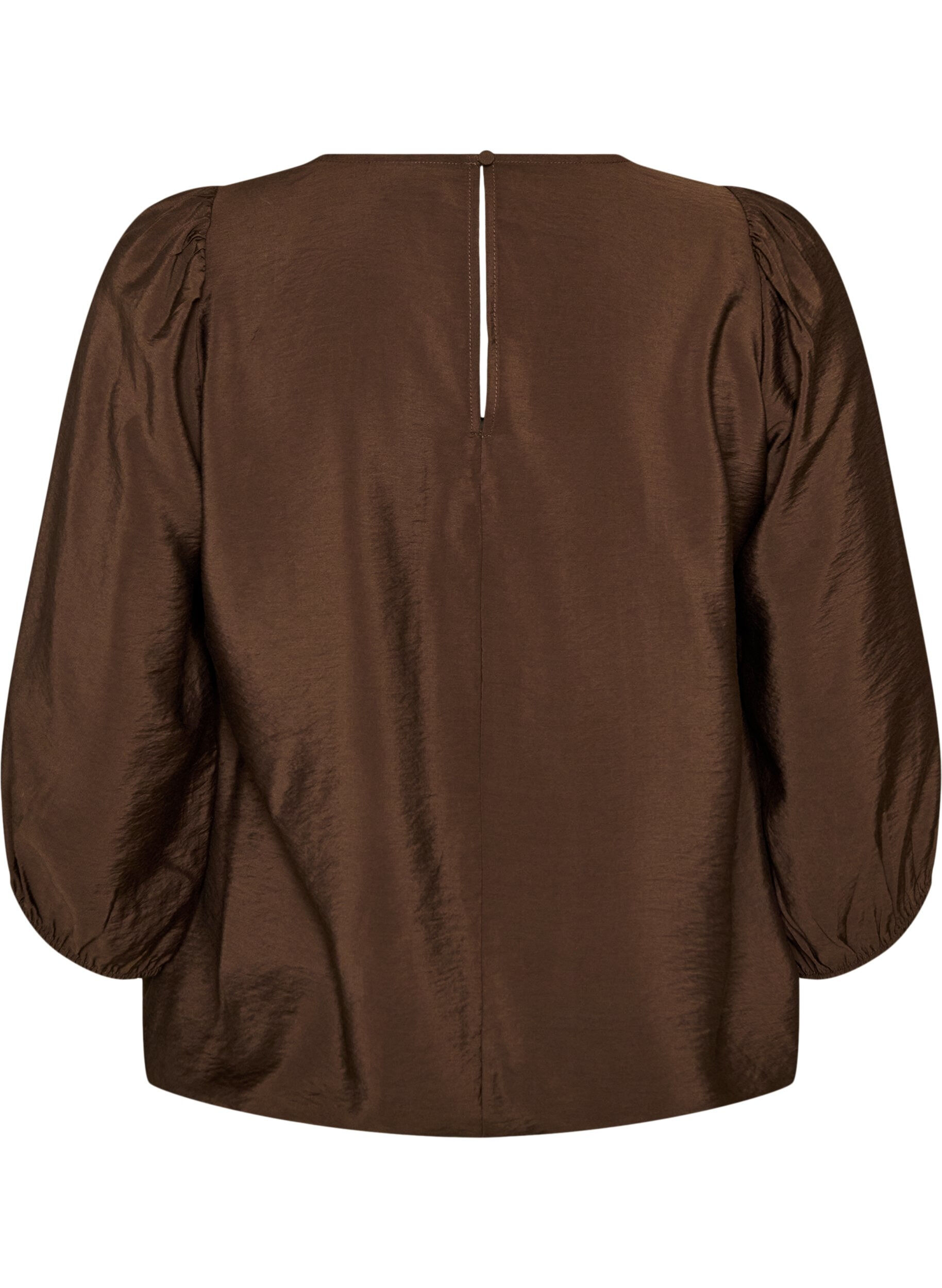 ZizzifashionBlouse with 3/4 sleeves and lace details, Brown, Packshot image number 1