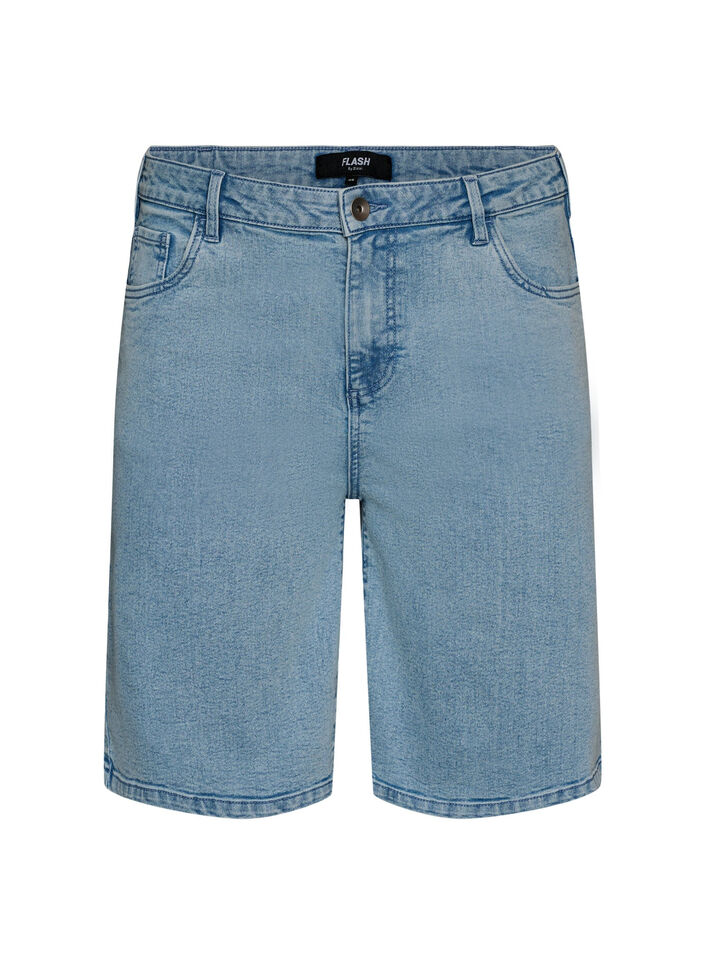 Loose high-waisted denim shorts, Light Blue, Packshot image number 0