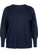 Knitted blouse with shimmer and V-neck, Naval A.w.Blue Lurex, Packshot image number 0
