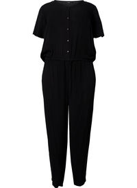 Jumpsuit in viscose with short sleeves