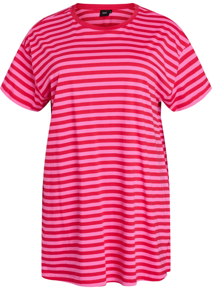 Long striped night T-shirt, Pink, Packshot image number 0