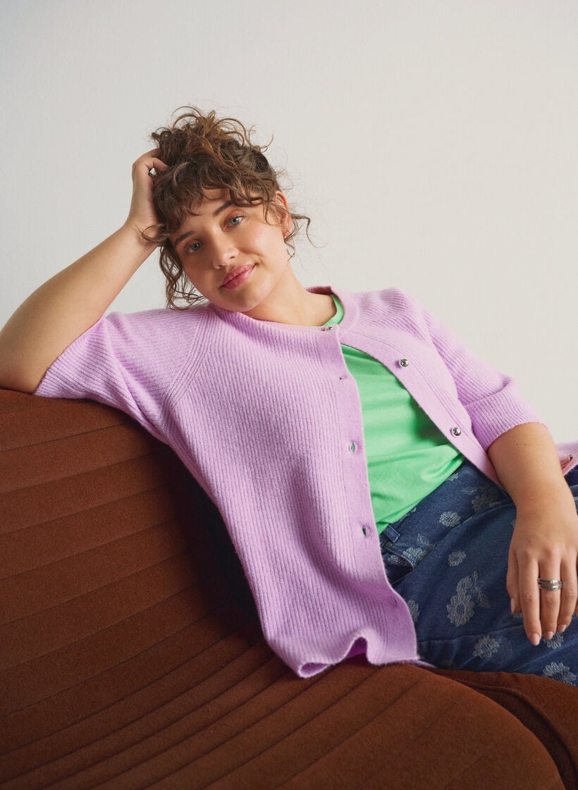 Short sleeve cotton blend T-shirt, Green, Image image number 0