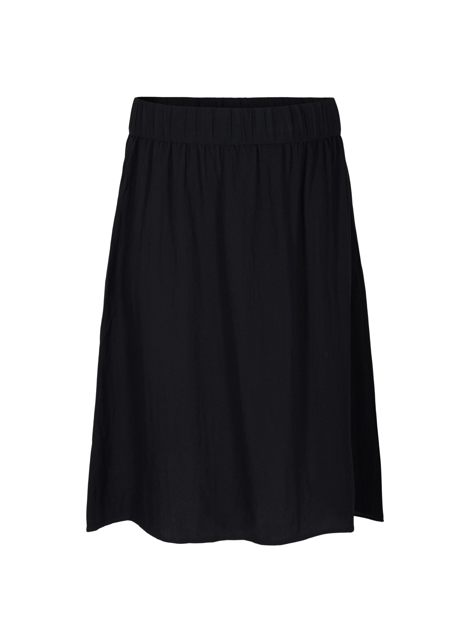 Zizzifashion Loose viscose skirt, Black, Packshot image number 0