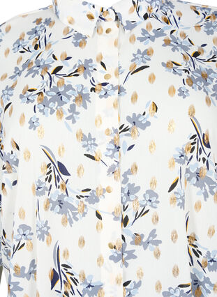 Long shirt with floral print, White Flower/Gold, Packshot image number 2