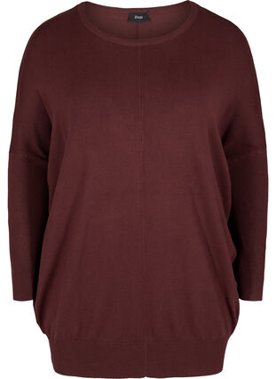 Knitted jumper with round neckline, Bitter Chocolate, Packshot image number 0