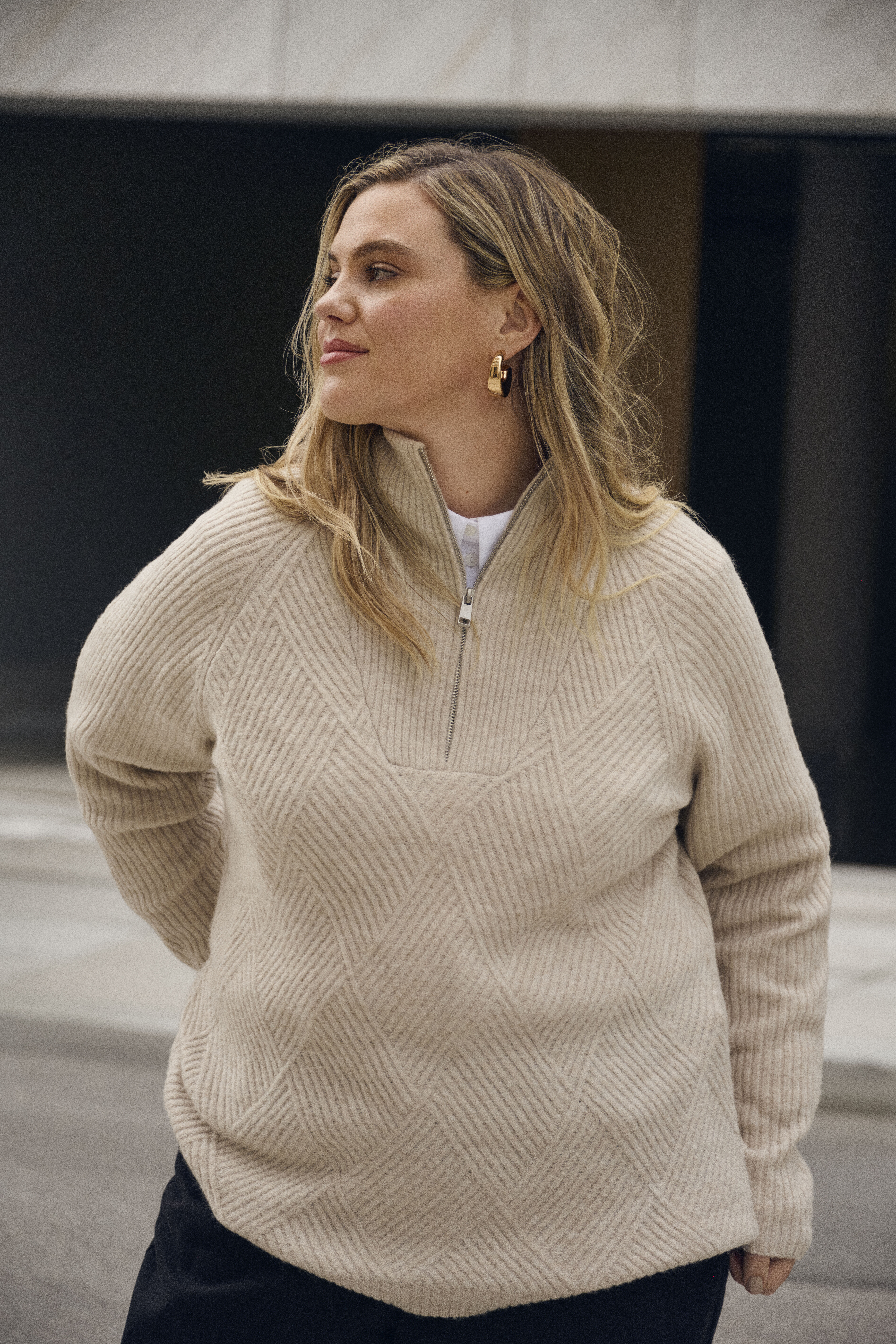 Beige knitwear, , Model