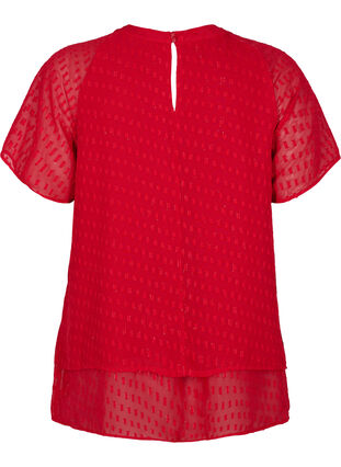 Blouse with 2/4 sleeves in patterned chiffon, Tango Red, Packshot image number 1