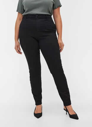 Super high-waisted Bea jeans, Black, Model image number 2