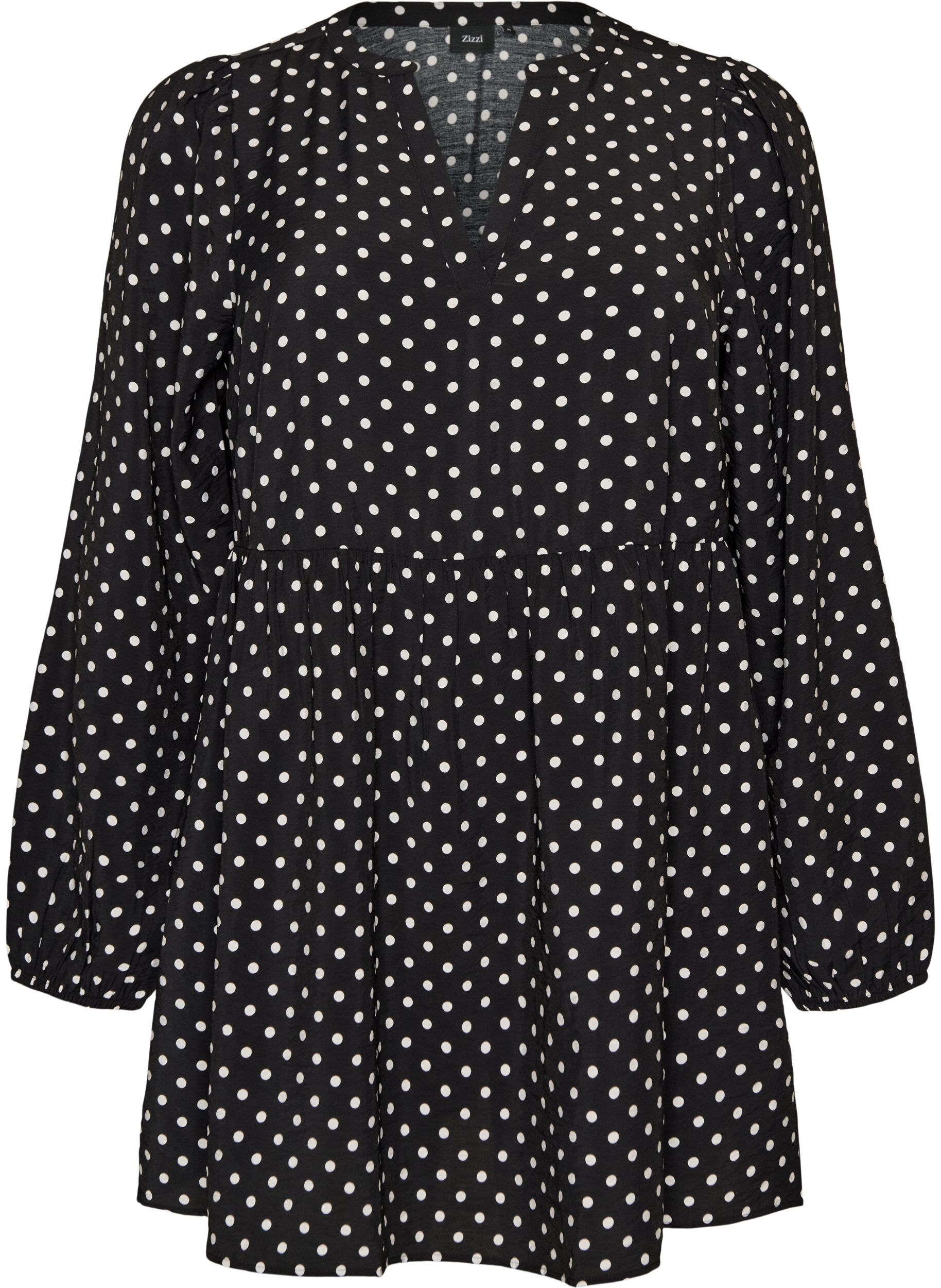 Polka dot tunic with empire line and A-line shape