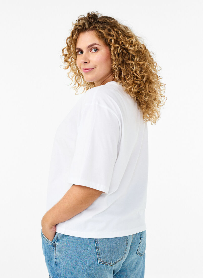 Boxy T-shirt in organic cotton, White, Model image number 2