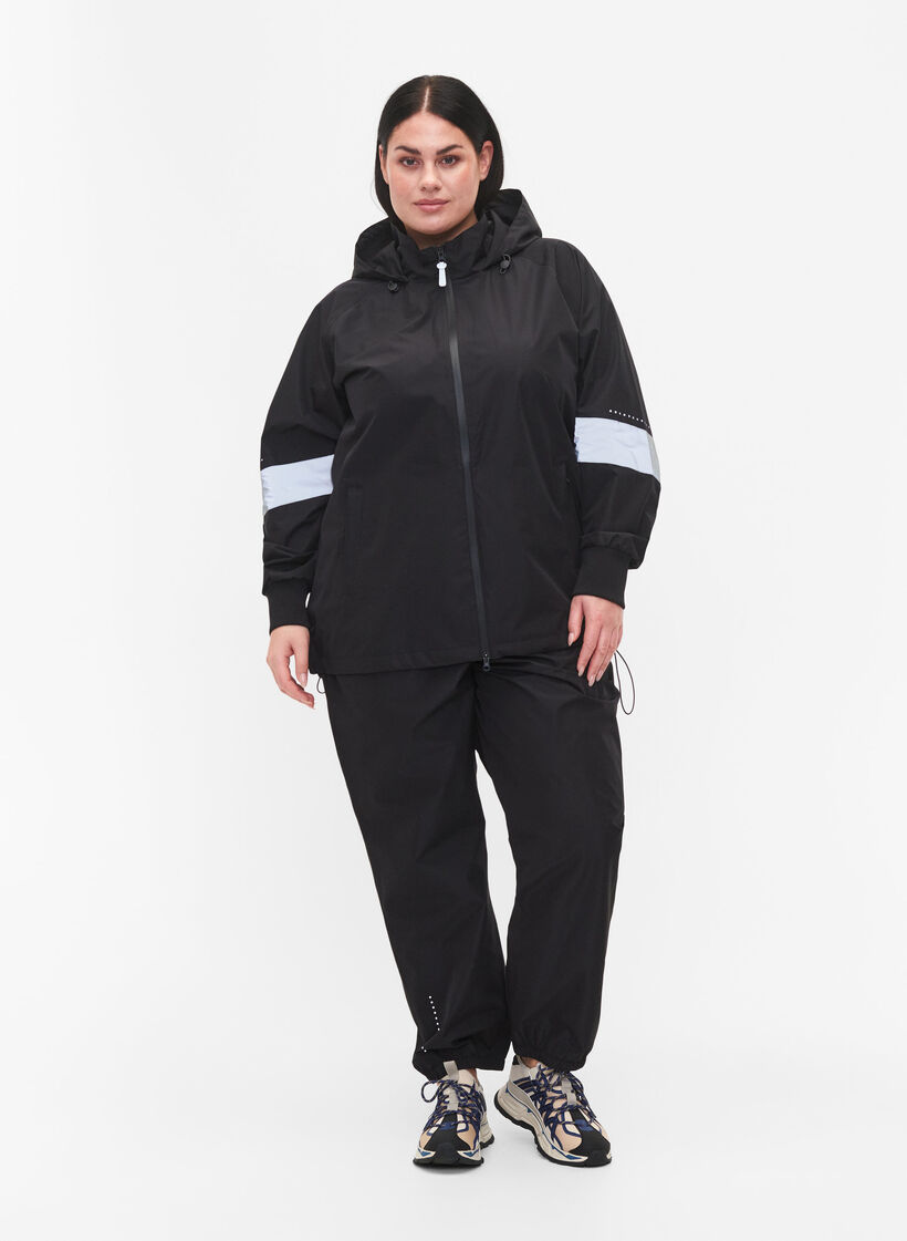 Rain trousers with reflectors, Black w. Reflex, Model image number 0