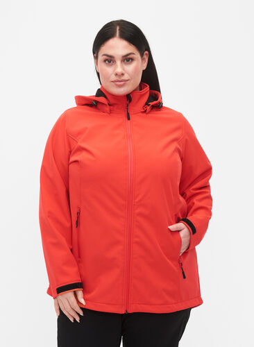 	 Softshell jacket with detachable hood, Poppy Red, Model image number 0