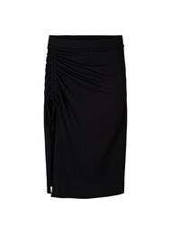 Midi skirt with slit and ruched effect, Black, Packshot