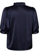 Satin-look blouse with 1/2 sleeves and a ruffle collar, Blue, Packshot image number 1