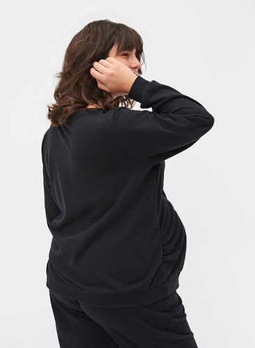 Maternity sweater with ribbed edges, Black, Model image number 1