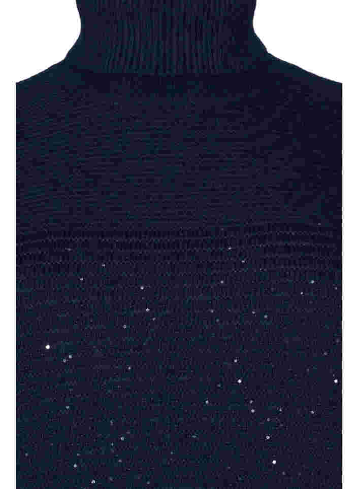 Knitted top with turtleneck and sequins, Navy Blazer, Packshot image number 2