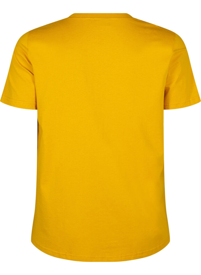Basic cotton T-shirt with round neck, Yellow, Packshot image number 1