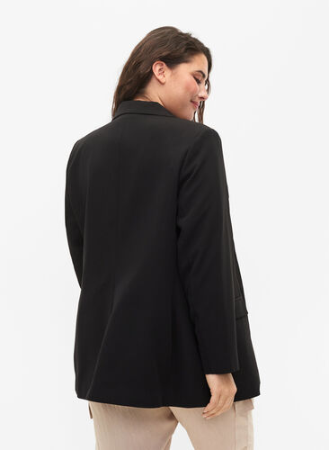 Classic blazer with button fastening, Black, Model image number 1