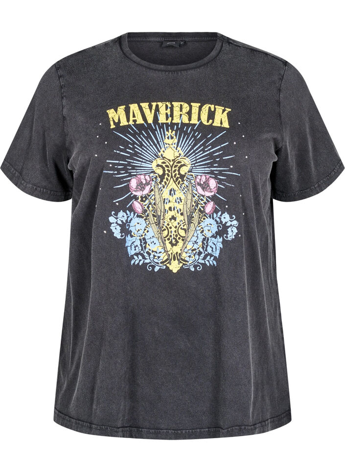 T-shirt in organic cotton with graphic print, Grey, Packshot image number 0