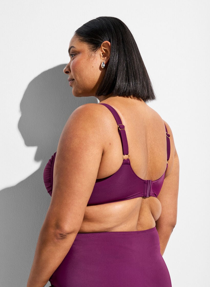 Padded bikini top with ring detail, Purple, Model image number 2
