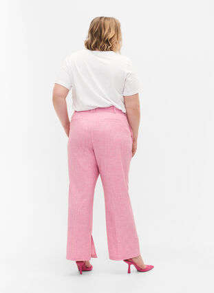 Melange trousers with elastic and button closure, Rosebloom, Model image number 1