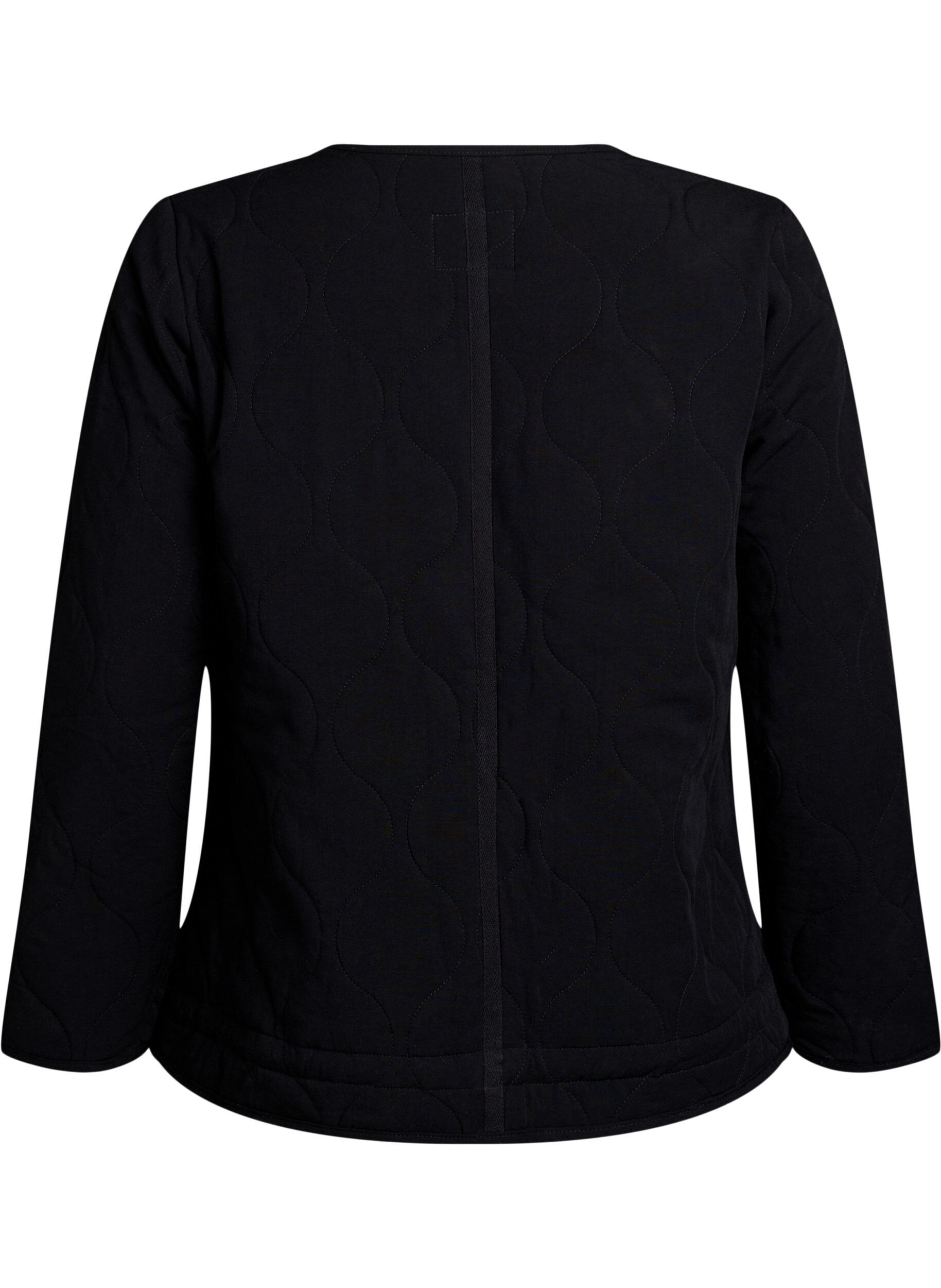 Zizzifashion Quilted jacket with buttons and pockets, Black, Packshot image number 1