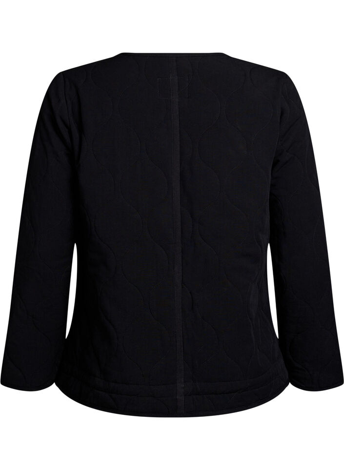 Quilted jacket with buttons and pockets, Black, Packshot image number 1