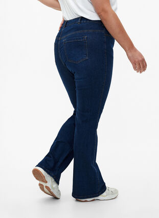 High-waisted Ellen bootcut jeans, Dark Blue, Model image number 3