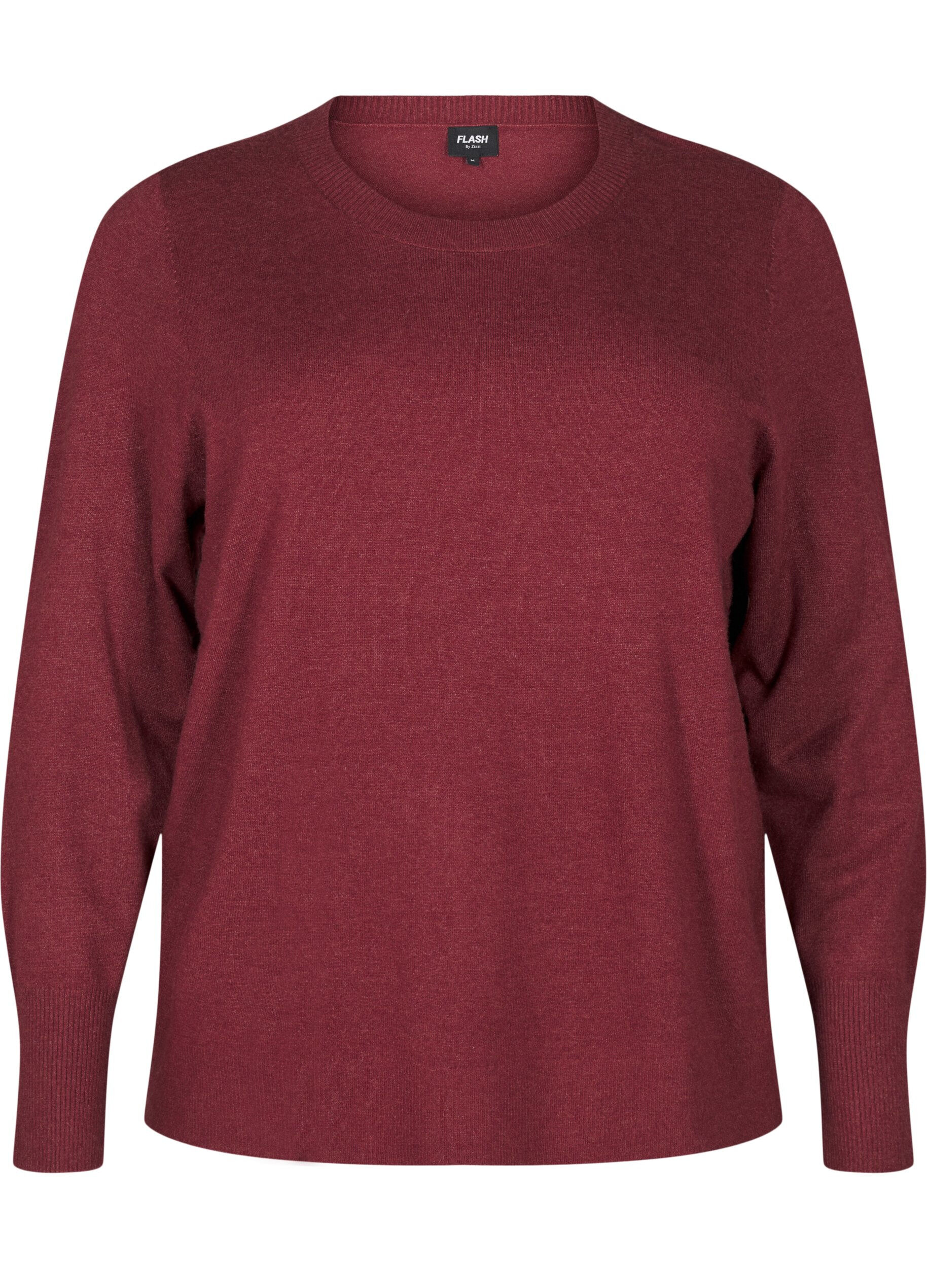 ZizzifashionKnitted blouse with a round neck, Red, Packshot image number 0