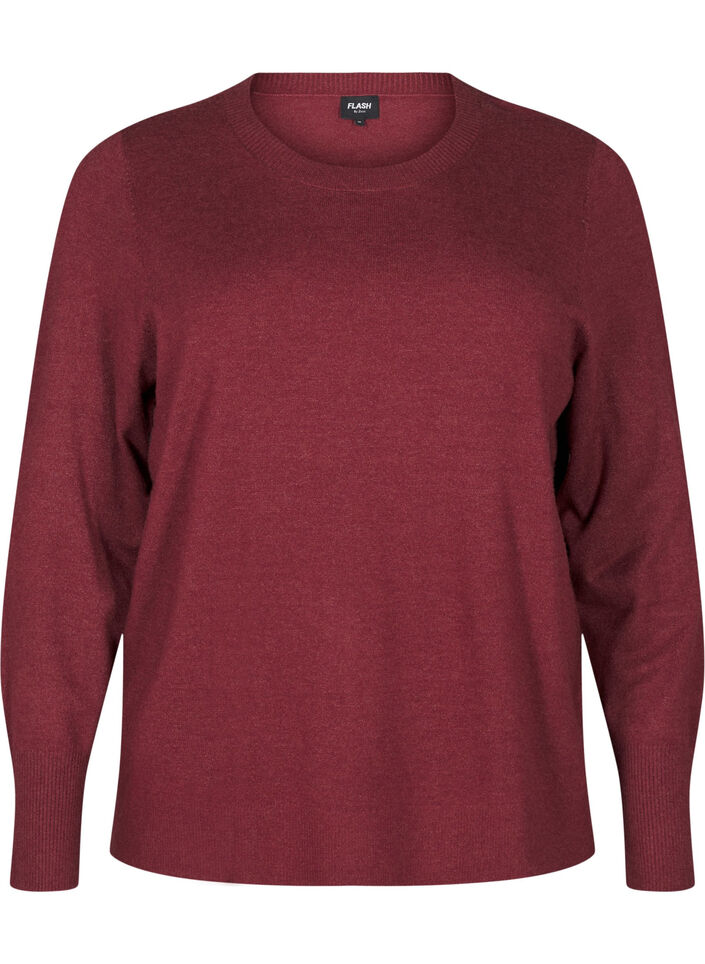 Knitted blouse with a round neck, Red, Packshot image number 0