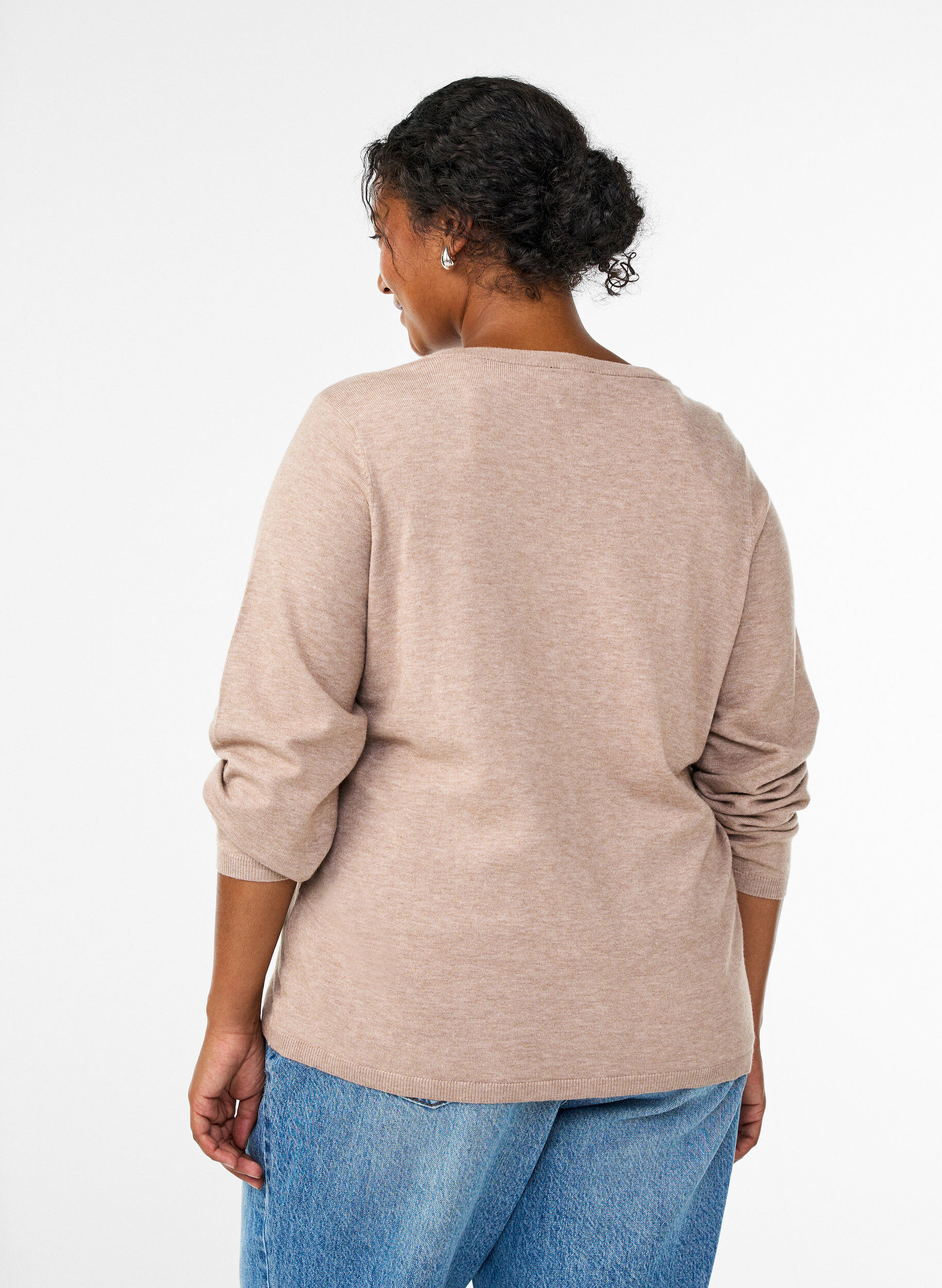 ZizzifashionCardigan with round buttons, Beige, Model image number 2